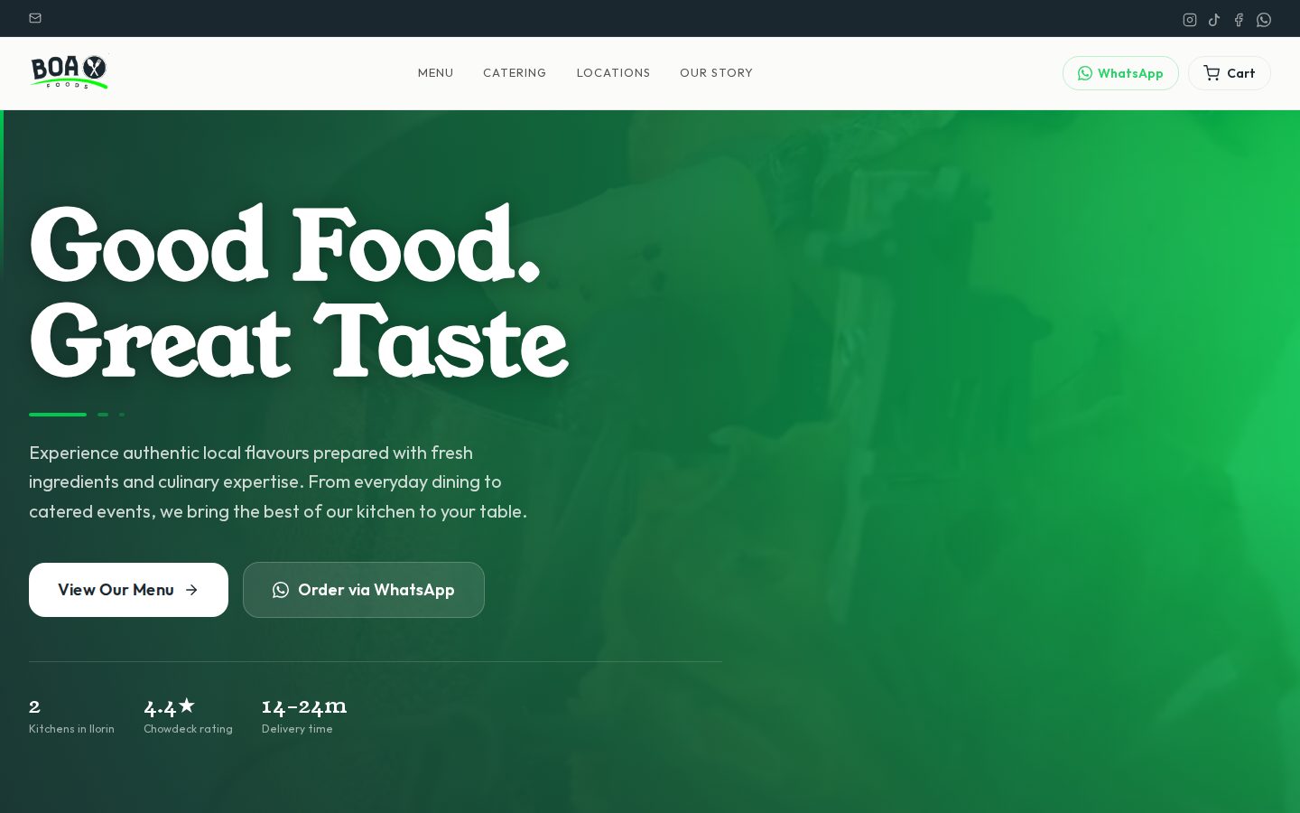 Desktop screenshot of BOA Foods website