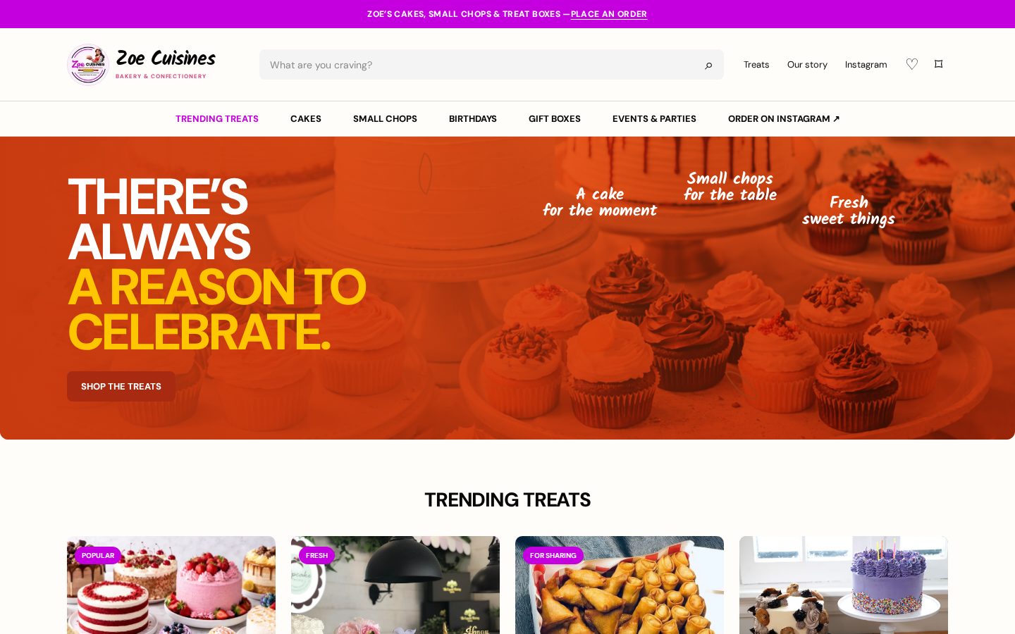 Desktop screenshot of Zoe Cuisines website