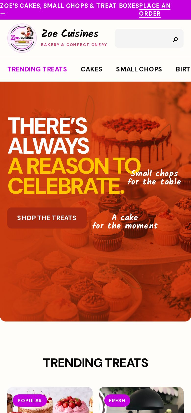 Mobile screenshot of Zoe Cuisines website